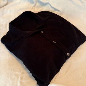 Women’s Large Black Corduroy Button-Up Shirt